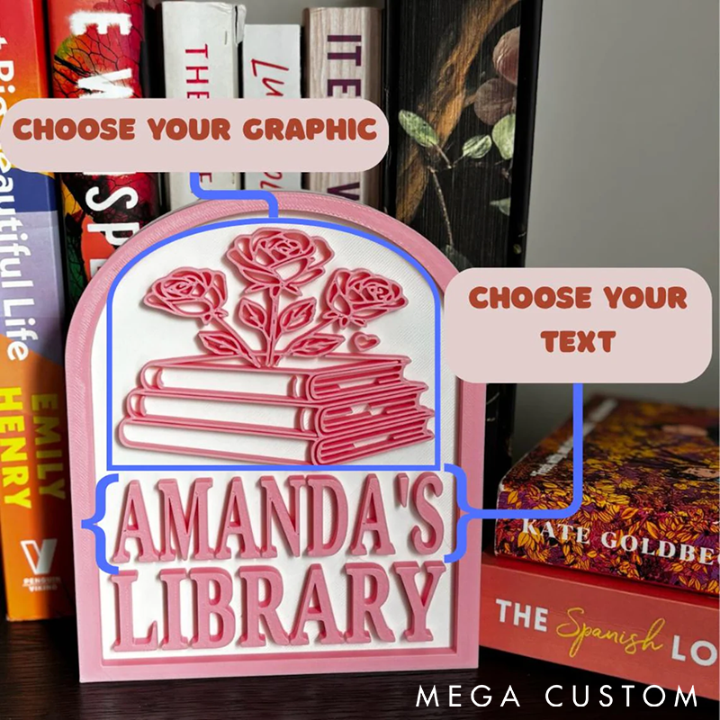 Personalized Library Sign Custom Bookshelf Sign for Book Nook Bookish Decor Book Lover Gift Readers Gift
