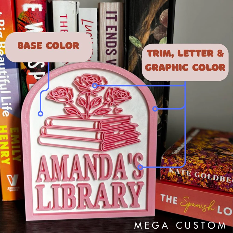 Personalized Library Sign Custom Bookshelf Sign for Book Nook Bookish Decor Book Lover Gift Readers Gift
