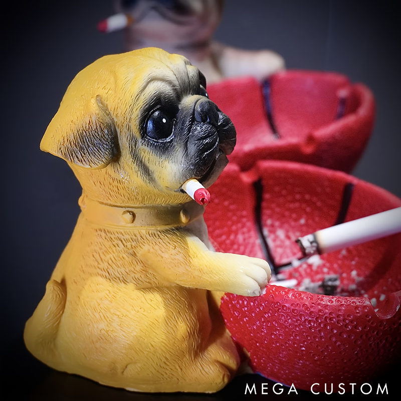 Creative Pug Dog Ashtray with Rugby Design Unique Resin Decorative Ash Holder Perfect for Home Office or Gift Ideas