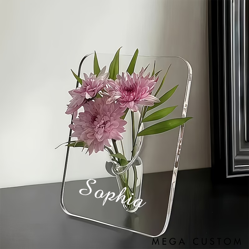 Personalized Acrylic Flower Vase Modern Transparent Design Custom Name Engraving Perfect for Home Decor and Gifts