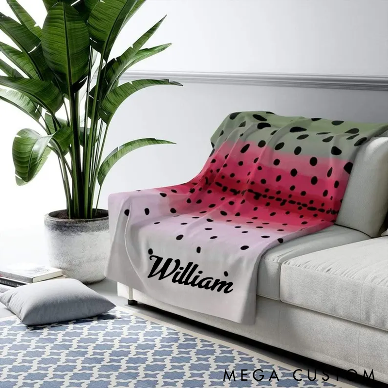 Personalized Rainbow Trout Blanket Soft and Cozy Fish Scale Design Custom Name Perfect Gift for Fishing Enthusiasts and Home Decor