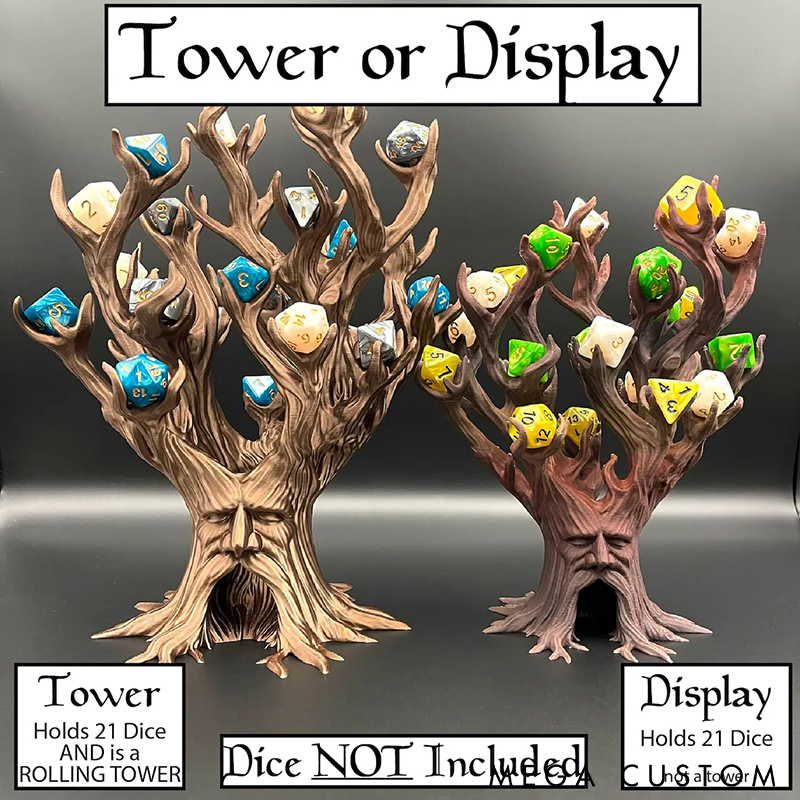 Treant Dice Rolling Tower and Display 3D printed Awakened Tree TreeBeard Dice Display Gift Perfect Gift for D&D and Dice Collectors