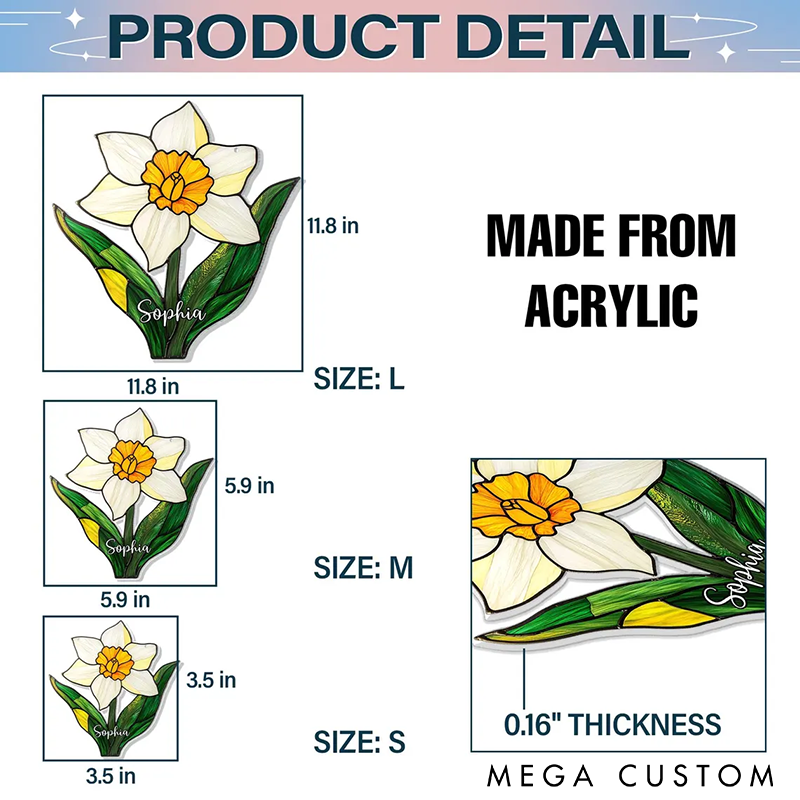 Personalized Birth Flower With Name Suncatcher Birth Month Flower Acrylic Window Hanging Handcrafted Window Hanging Perfect Home Decoration or Gift