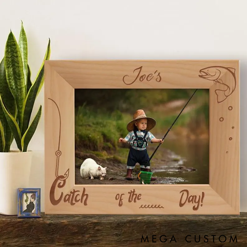 Personalized Fishing Photo Frame Catch of the Day Picture Frame Custom Fish Frame Picture Frames Custom Name Ideal Gift for Anglers and Home Decor