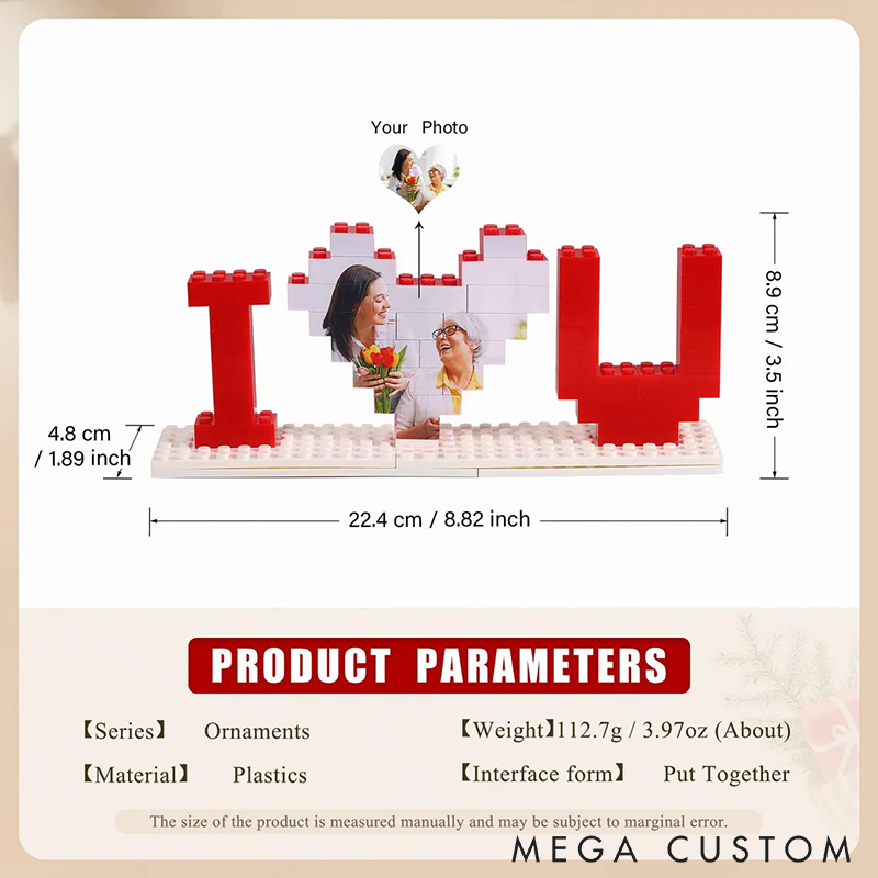 Personalized Building Blocks Puzzle Photo Puzzle I Love You Block Puzzle Girlfriend Mom Mother's Day Gift Valentine's Gifts for Her
