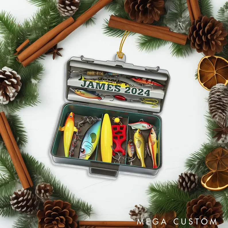 Personalized Fishing Tackle Box Ornament Fisherman Ornament Fishing Dad Ornament Christmas Gifts Tackle Box Gifts for Him Perfect Christmas Gift for Fishing Lover