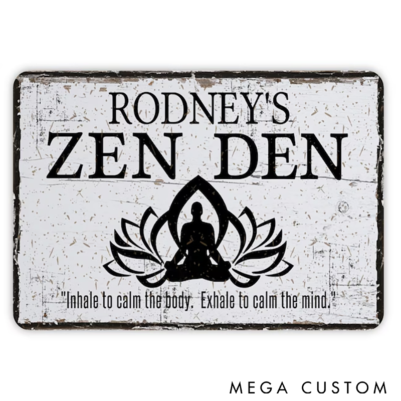 Personalized Zen Den Metal Yoga Sign Contemporary Modern Farmhouse Wall Art Yoga Studio Sign Vintage Novelty Yoga Decor Tranquil Home Accent