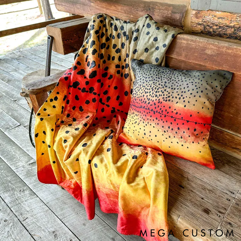 Personalized Fishing Themed Blanket with Cutthroat Trout Pattern Custom Name Soft and Cozy Perfect Gift for Anglers and Outdoor Adventures