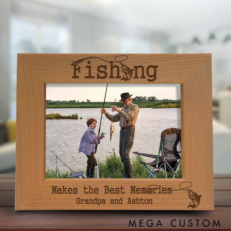 Personalized Fishing Makes the Best Memories Picture Frame Perfect Gift for Fishermen Cherish Family Fishing Memories Ideal Gift for Grandpa Birthday Christmas Father's Day