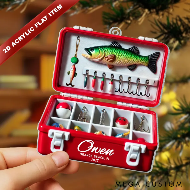 Personalized Fishing Tackle Box Ornament Fisher Ornament Fisherman Ornament Fishing Father's Day Ornament Perfect Christmas Gift for Fishing Lover
