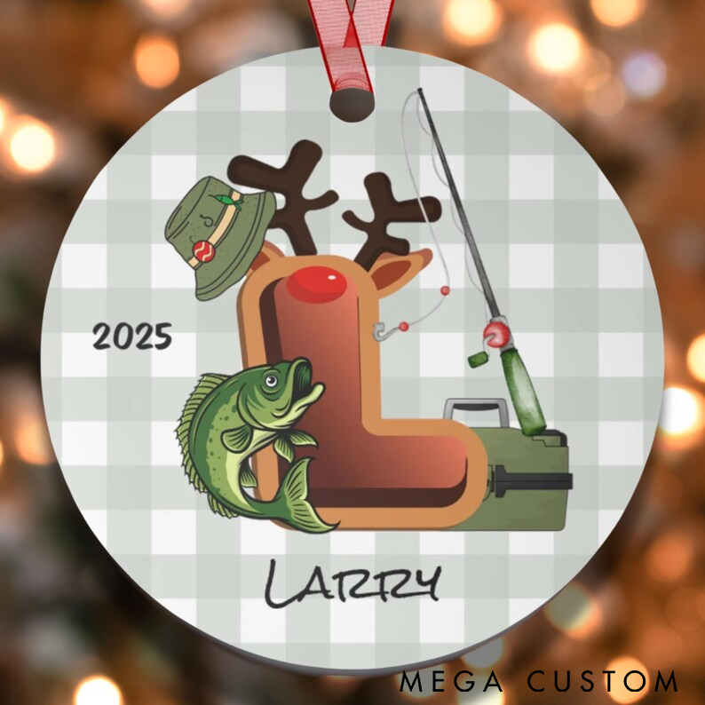 Personalized Fishing Christmas Ornament Letter Christmas Decor Custom Name Holiday Decoration for Fishing Enthusiasts Perfect Gift for Anglers