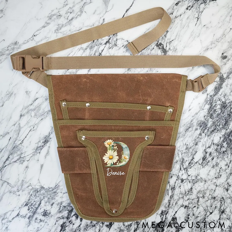 Personalized Gardening Tool Belt Adjustable Pouch Apron Durable Canvas Waist Bag Custom Name Multi-Pocket Design for Gardeners Practical and Stylish Gift