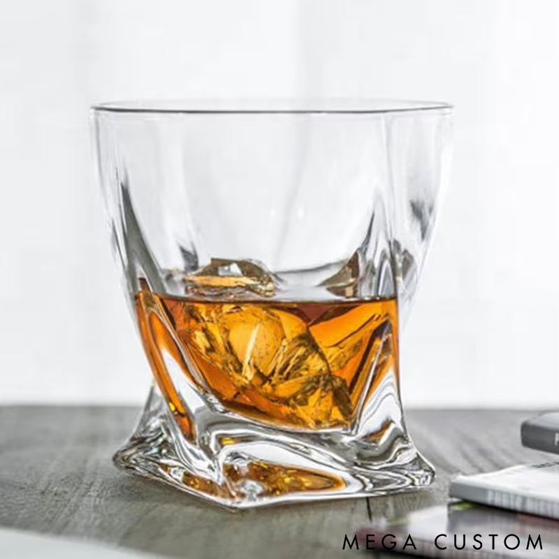 Personalized Whiskey Glass Engraved Twist Whiskey Glass Unique Twisted Design Perfect Gift for Whiskey Lovers and Special Occasions