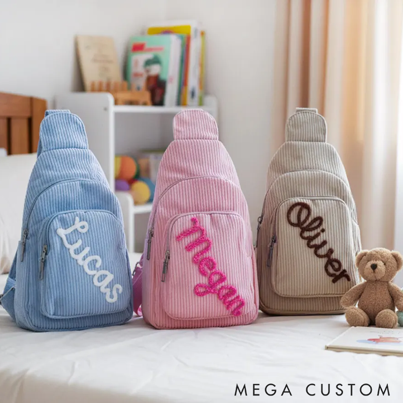 Personalized Custom Name Corduroy Sling Bag Lightweight Shoulder Bag Stylish and Practical for Daily Use Travel or Gifts