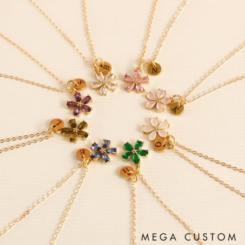 Personalized Flower Girl Necklace Jewelry Custom Initial Pendant Elegant Jewelry Gift for Women Friends or Special Occasions