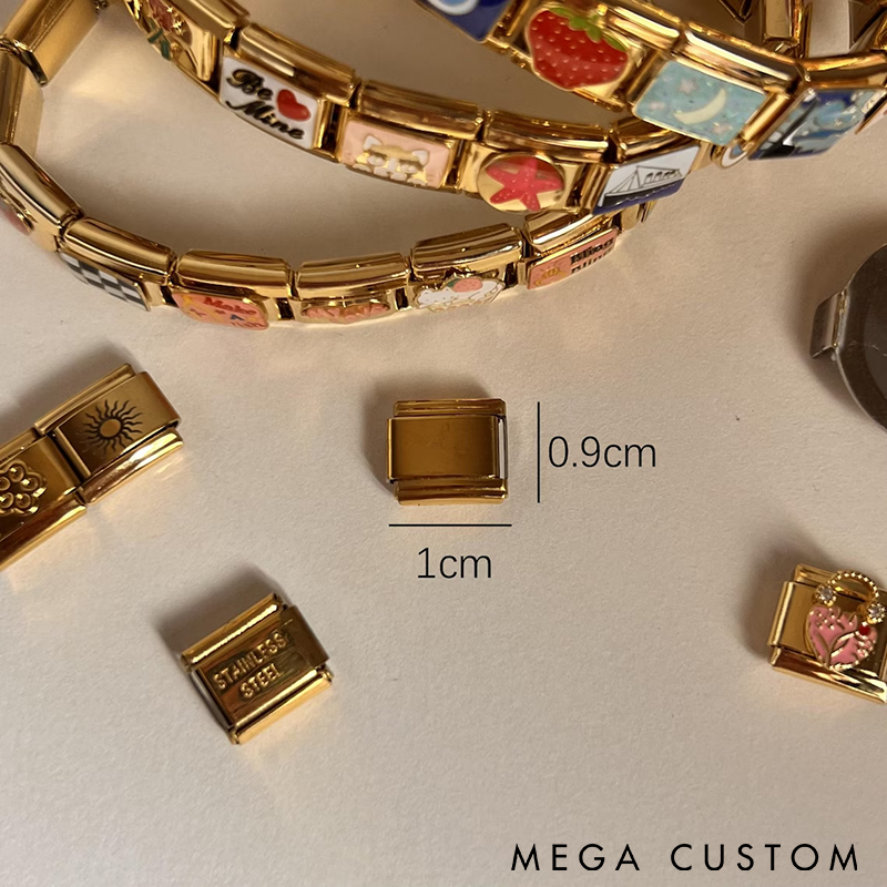 Personalized Italian Charm Bracelet Gold Italy Charms Bracelet Vintage Best Friend Bracelet Handmade Italian Watch Bracelets Unique Gift with Engraved or Colorful Modular Charms for Women