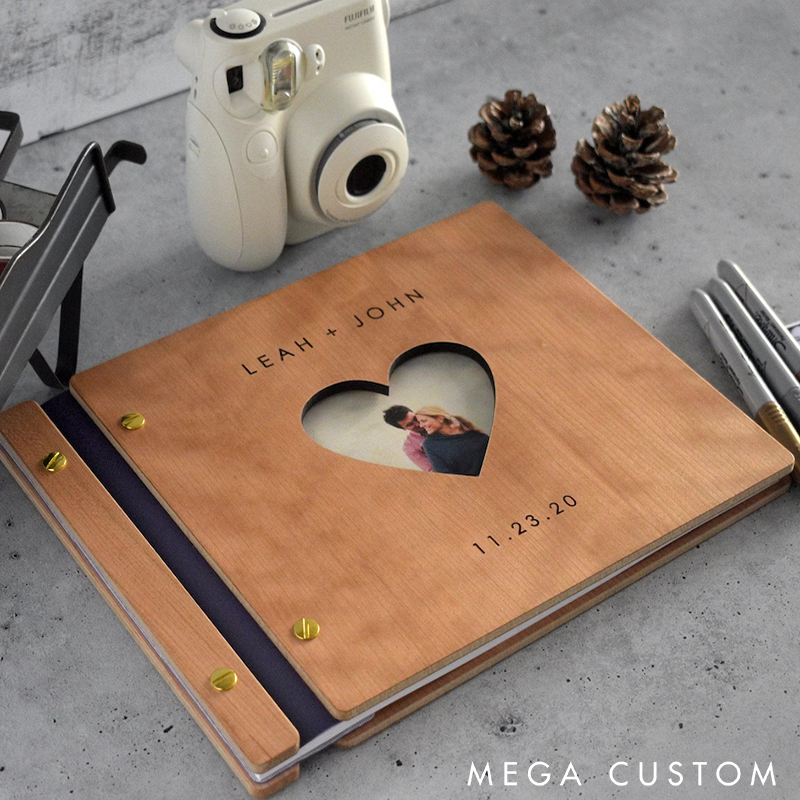 Personalized Adventure Book Scrapbook Custom Names and Time Heart-Shaped Cover Design Anniversary Gifts Perfect for Weddings Couples