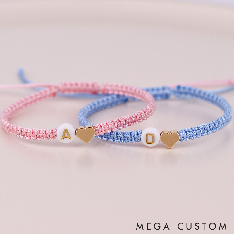 Personalized Couple Bracelets Set of 2 Custom Engraved Initial Bracelets for Couples and Friendships Adjustable Handmade Braided Friendship Bracelet for Love or Gifts