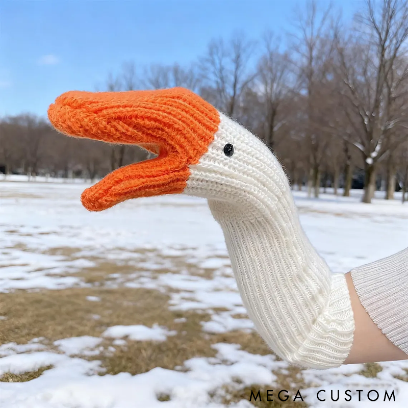 Fun Winter Goose Gloves Stretchy Winter Warm Knit Mittens Handmade Crochet Knit Animal Gloves Warm and Soft Winter Gloves with Creative Design Perfect for Kids Adults and Outdoor Activities