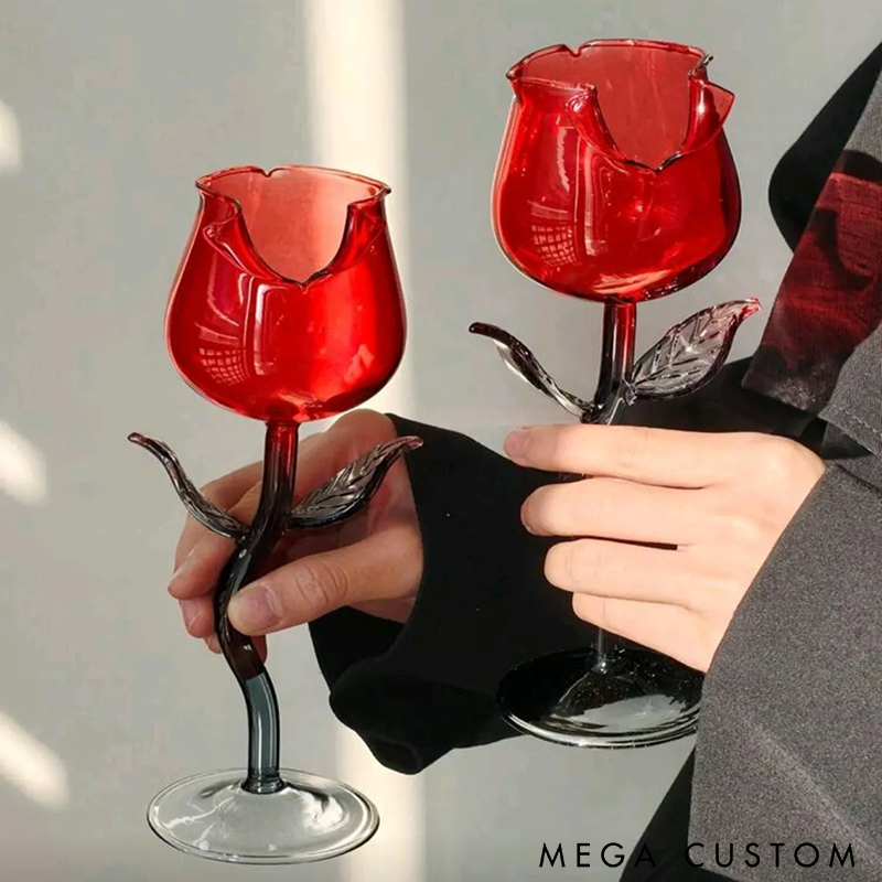 Romantic Rose-Shaped Wine Glasses Red Rose Wine Glass for Couples Perfect for Anniversaries Date Nights and Special Occasions