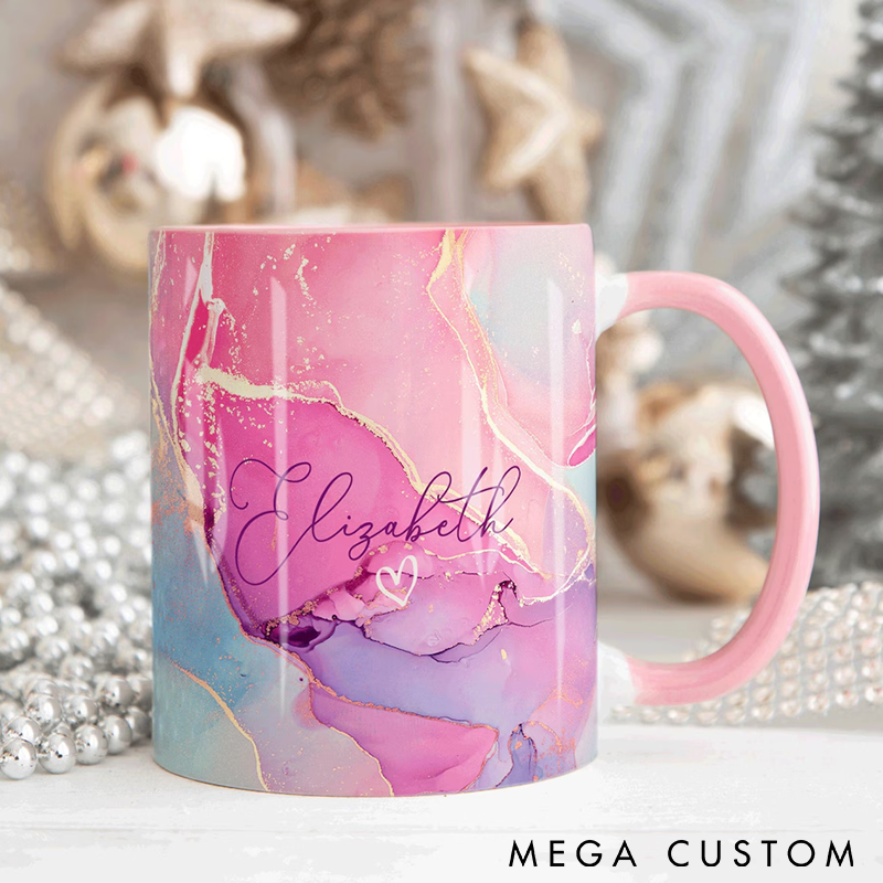 Personalized Marble Mug Custom Name Ceramic Coffee Cup Elegant Design Perfect for Tea Coffee or Gift for Women