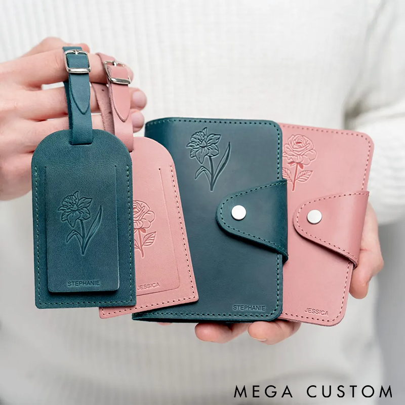 Personalized Passport Cover Leather Passport Holder with Birth Month flower Wallet Passport for Women Monogram passport Perfect Gift for Travelers