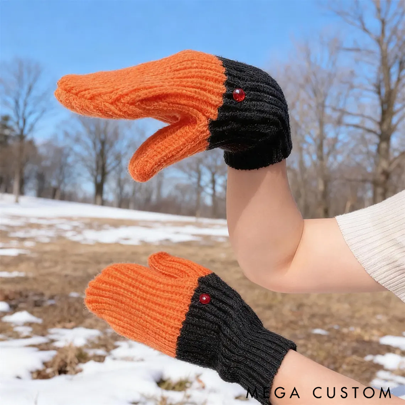 Fun Winter Goose Gloves Stretchy Winter Warm Knit Mittens Handmade Crochet Knit Animal Gloves Warm and Soft Winter Gloves with Creative Design Perfect for Kids Adults and Outdoor Activities