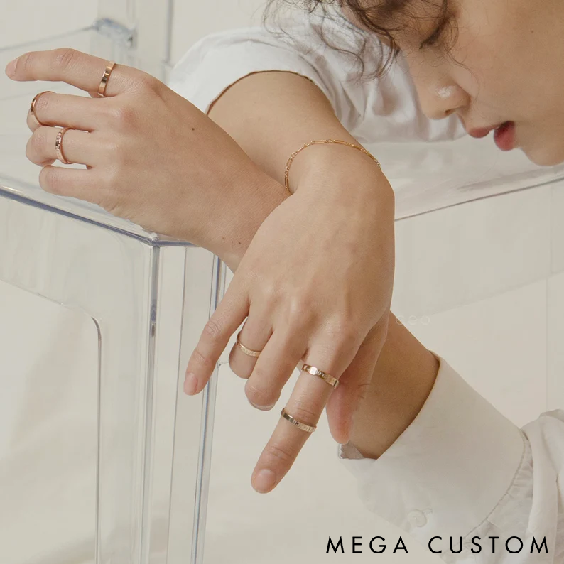 Personalized Engraved Ring Custom Name or text Minimalist Design in Gold Rose Gold and Silver Unique Gift for Her