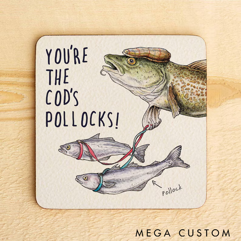 Personalized Funny Fishing Coaster Funny Drinks Coaster Funny Fishing Gift Fisherman Gift Perfect Gift for Fishing Lovers Protects Surfaces from Spills