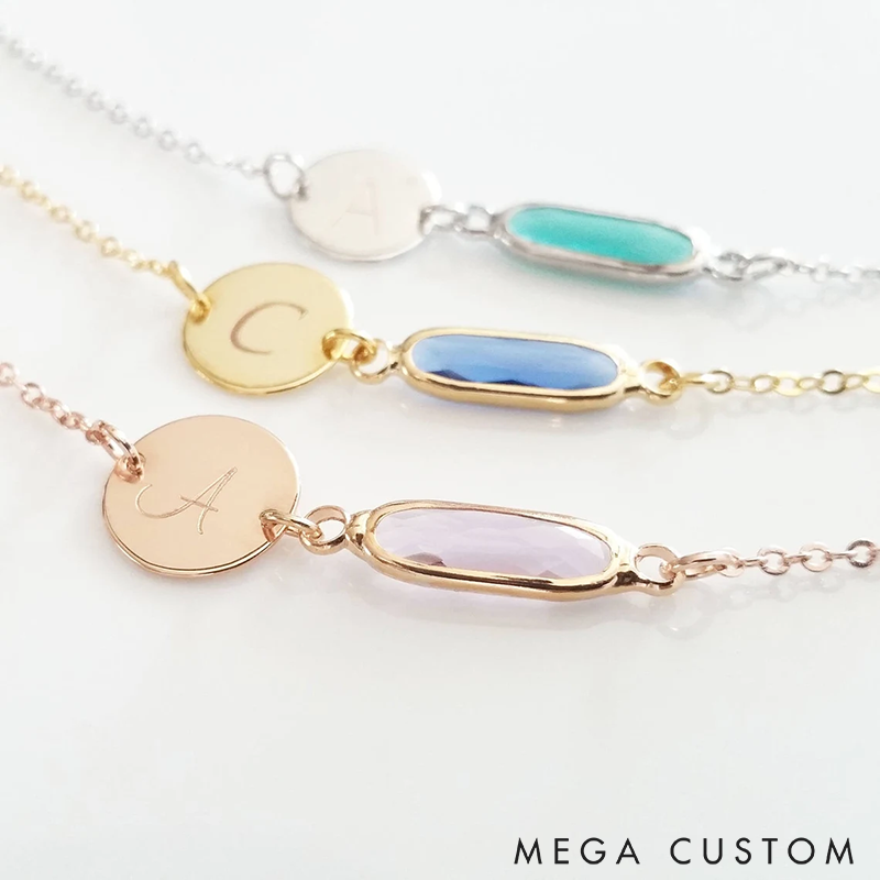 Personalized Initial Bracelet Custom Initial Birthstone Bracelet Plated Friendship Jewelry Perfect Gift for Women