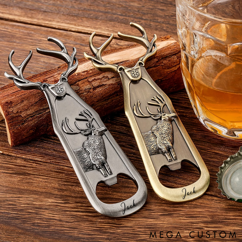 Personalized Elk-Shaped Bottle Opener Vintage Metal Design Durable Perfect for Home Bar or Gifts
