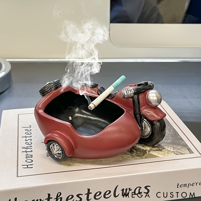 Vintage Motorcycle Ashtray Creative Resin Design Unique Decorative Ash Holder for Home Office or Gifts Durable and Easy to Clean