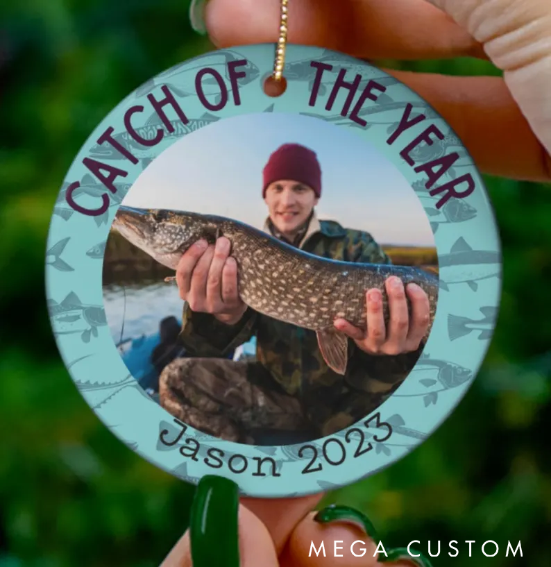 Personalized Fishing Photo Ornament Fishing Gift for him or herCatch of the Year Ornament Christmas Gift Fishing gift Fishing Lovers Gift