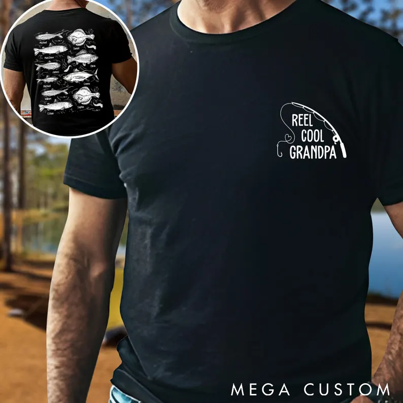 Personalized Fishing T-Shirt with Fish Design Custom Names Comfortable and Stylish Gift for Fishing Enthusiasts and Outdoor Adventures