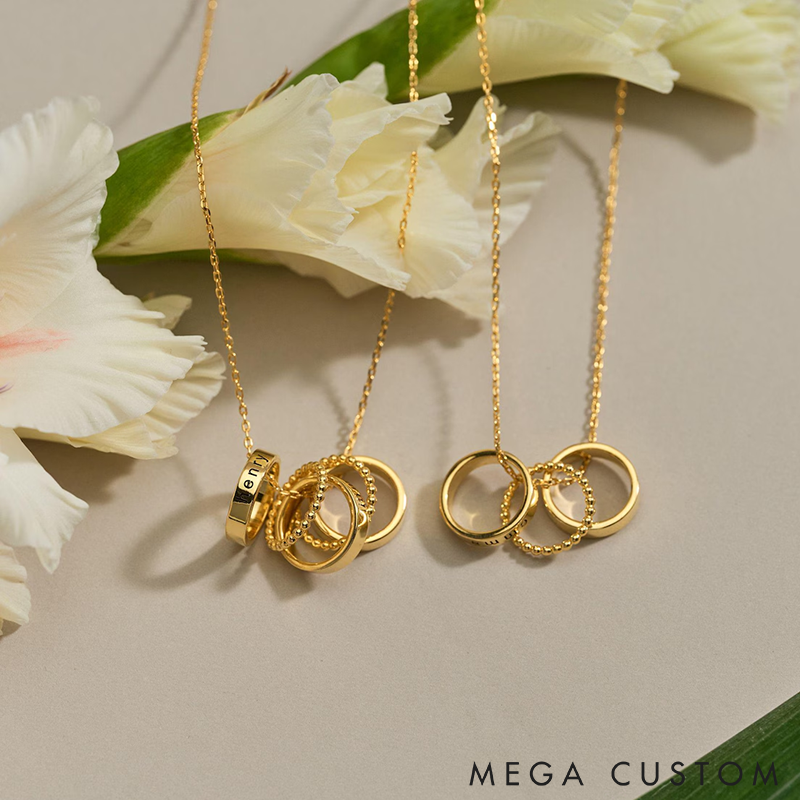 Personalised Circle Name Necklace Custom Gold Hoops Necklace Engraved Necklace Family Necklace Womens Necklace Christmas Gift for Her