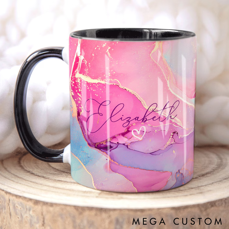 Personalized Marble Mug Custom Name Ceramic Coffee Cup Elegant Design Perfect for Tea Coffee or Gift for Women