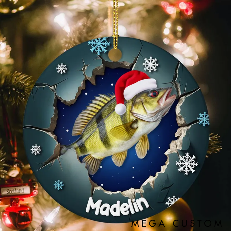 Personalized Fishing Christmas Ornament Funny Fishing Ornament Custom name Holiday Decor Unique Gift for Anglers