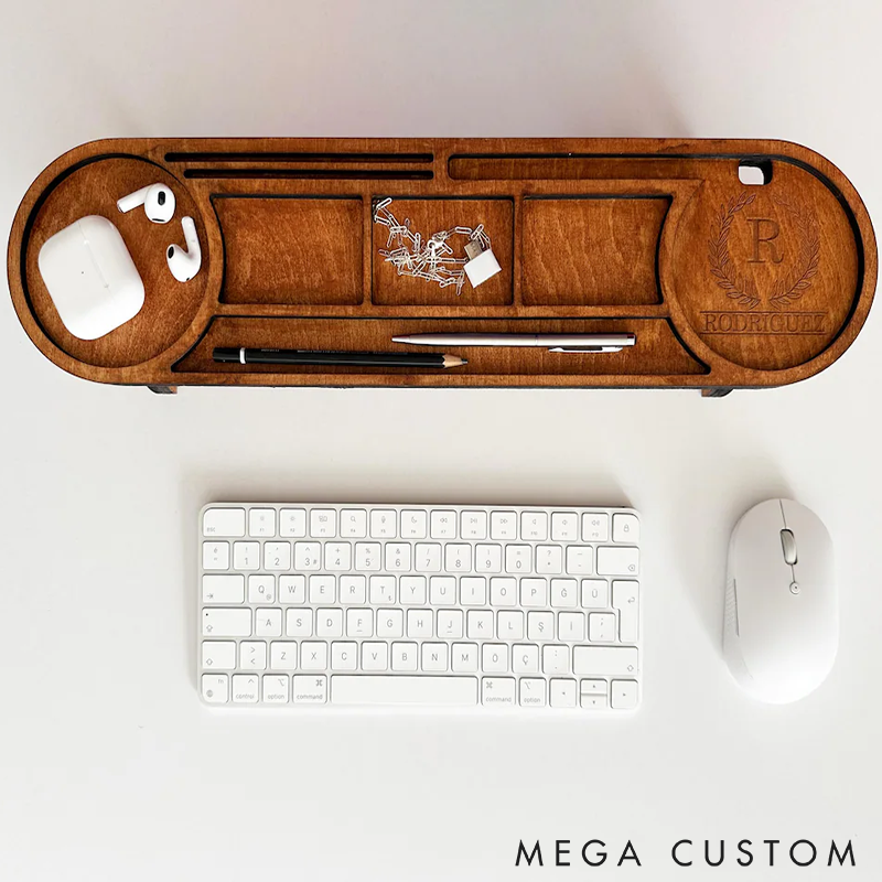 Personalized Wooden Desk Organizer Office Desk Accessories Custom Tablet and Phone Stand Custom Docking Station Multifunctional Office Storage for Phone Glasses Pens and Accessories