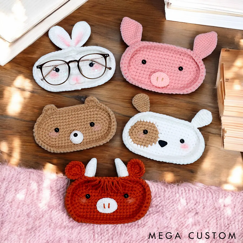 Handmade Crochet Eyeglass Stand Farm Animals Eyeglasses Holder Crochet Cute and Durable Eyeglasses Holder Perfect for Glasses Protection and Gifts