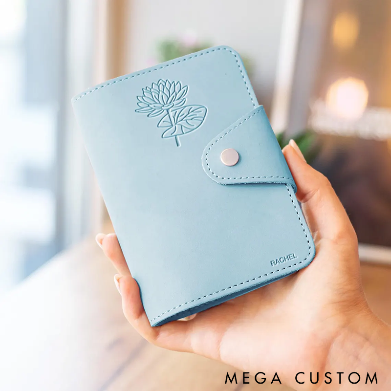 Personalized Passport Cover Leather Passport Holder with Birth Month flower Wallet Passport for Women Monogram passport Perfect Gift for Travelers