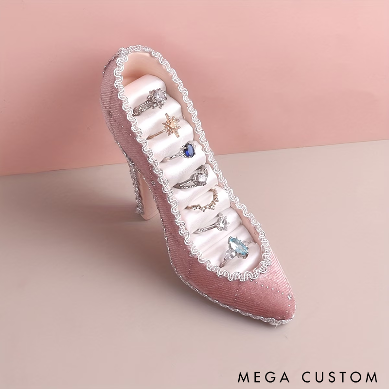 High Heel Ring Holder Display Elegant Jewelry Organizer with Soft Lining Perfect for Ring Storage and Dressing Table Decor