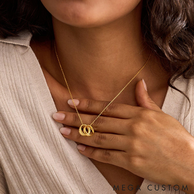 Personalised Circle Name Necklace Custom Gold Hoops Necklace Engraved Necklace Family Necklace Womens Necklace Christmas Gift for Her