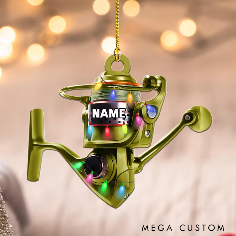 Personalized Fishing Gear Ornament Gift for Fishing Lover Fishing Ornament for Dad Fisherman Ornament Fishing Christmas Ornament