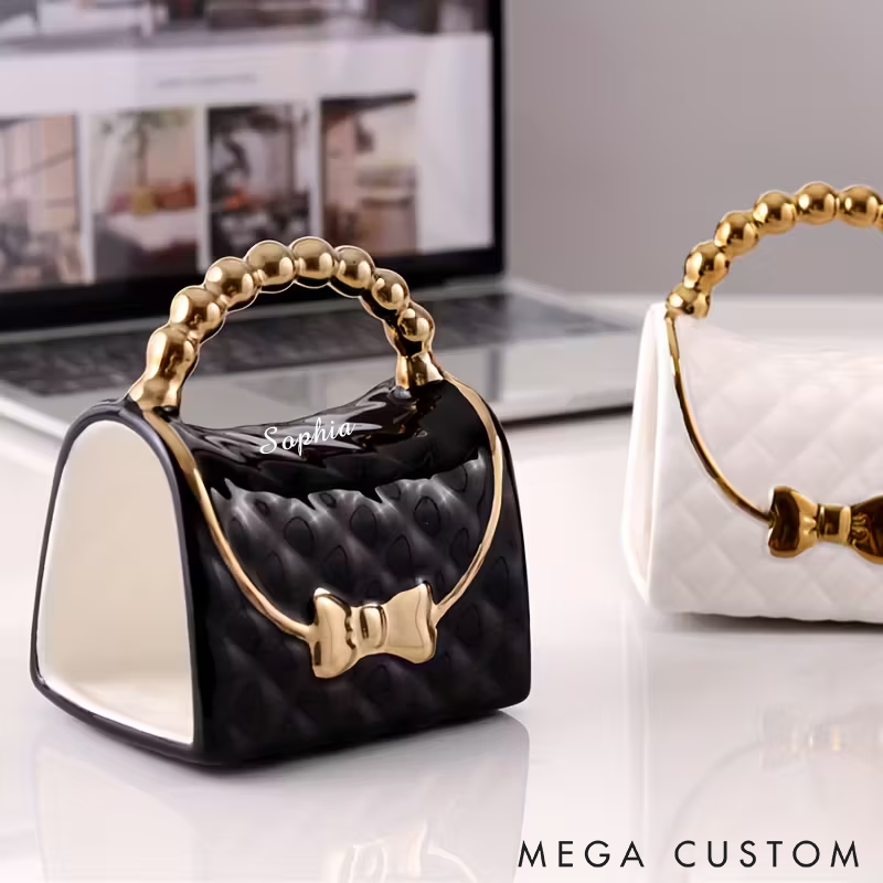 Personalized Luxury Handbag Ceramic Mug Insulating Coffee and Tea Cup Custom Name Unique Coffee Cup Elegant Gift for Women