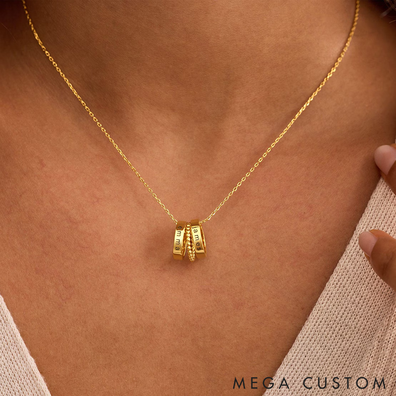 Personalised Circle Name Necklace Custom Gold Hoops Necklace Engraved Necklace Family Necklace Womens Necklace Christmas Gift for Her