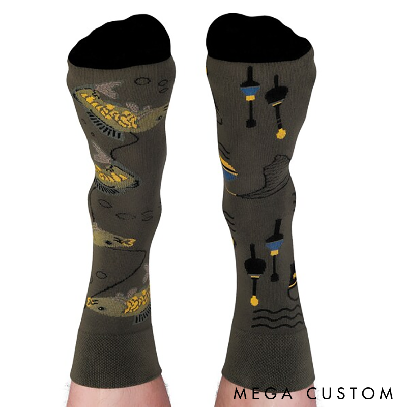 Personalized Fishing Socks Lucky Fishing Socks Custom Name with Funny Design Perfect Gift for Fishing Lovers