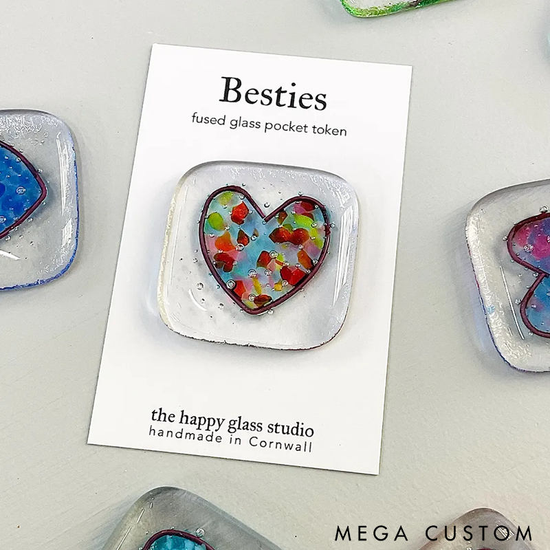 Handmade Glass Pocket Token Unique Friendship Gift with Inspirational Quote Perfect for Decoration or Sentimental Memory