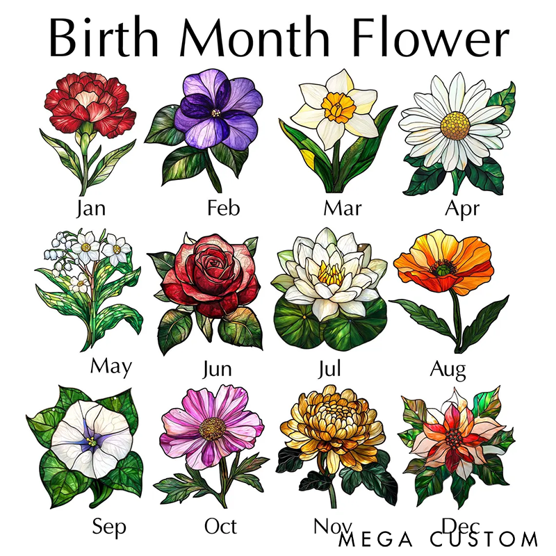 Personalized Birth Flower With Name Suncatcher Birth Month Flower Acrylic Window Hanging Handcrafted Window Hanging Perfect Home Decoration or Gift