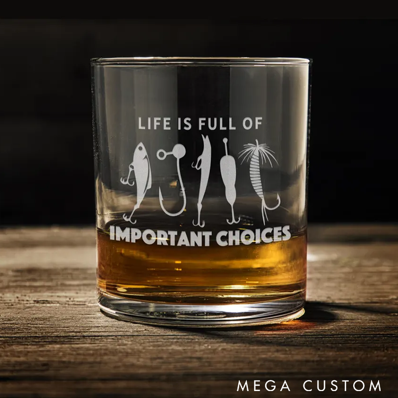 Personalized Fishing Whiskey Glass Funny Fishing Gift Fisherman Whiskey Glass Perfect Gift for Fishermen High-Quality Glass for Drinks and Humor