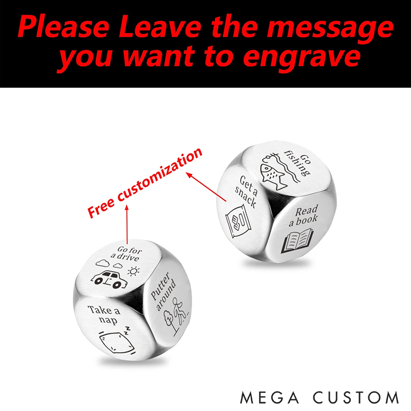 Personalized Stainless Steel Decision Dice Funny Activity Selector with Engraved Options Happy Retirement Gifts for Coworker Colleague Employee Appreciation Gifts Unique Gift for Friends Family or Office Desk Decor